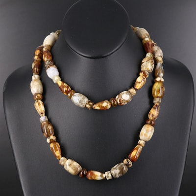 Desert Rose Trading Agate Beaded Necklace with Sterling Clasp