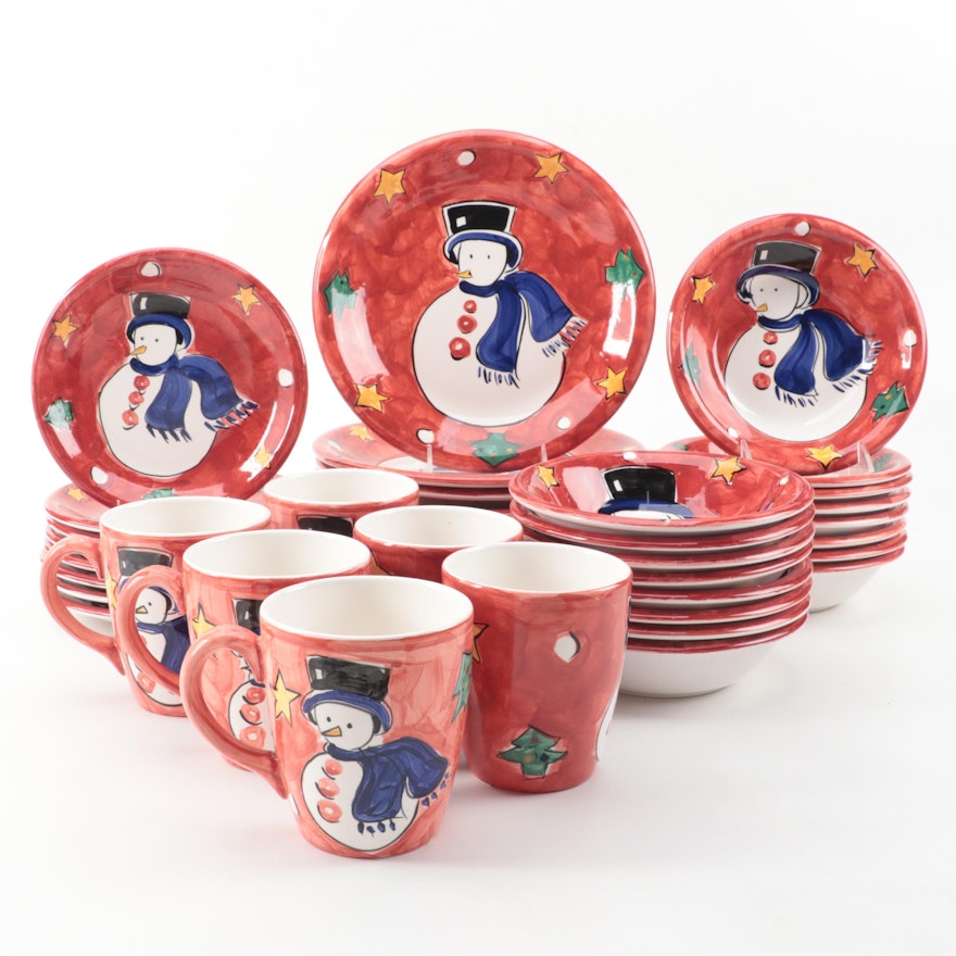 Gibson Festive Christmas Collection "Red Snowman" Dinnerware
