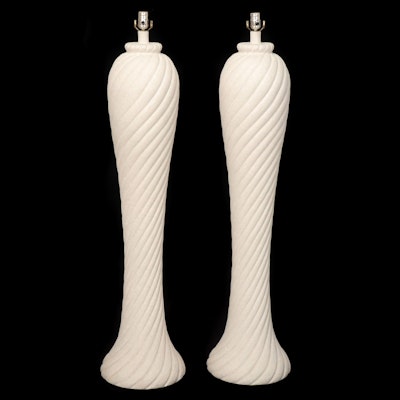 Pair of Post Modern Spiral Cast Plaster Floor Lamps, Late 20th Century