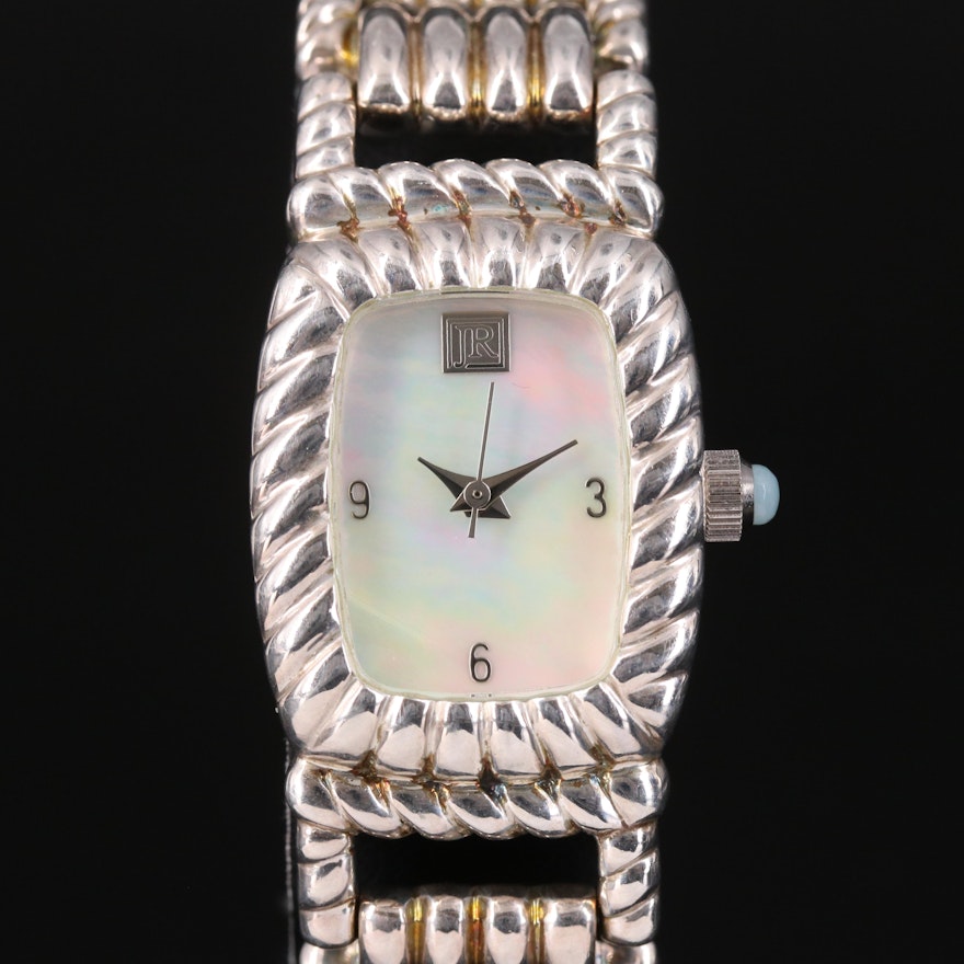 Judith Ripka Sterling Silver Quartz Wristwatch with Mother-of-Pearl Dial