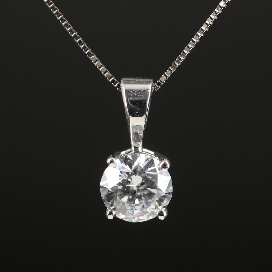 14K 0.75 CT Lab Grown Diamond Solitaire Pendant Necklace