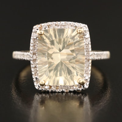 10K Labradorite and Diamond Ring