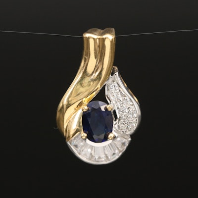 18K Sapphire and Cubic Zirconia Pendant