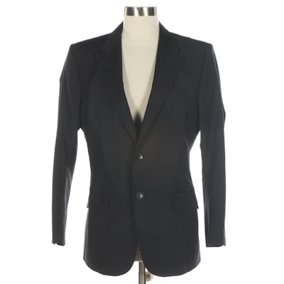 Men's Gucci Two-Button Jacket in Black Mini Pinstripe Wool/Mohair Blend