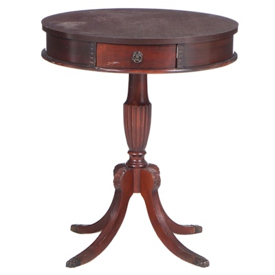 Federal Style Mahogany Drum Table with Drawer, 1940s