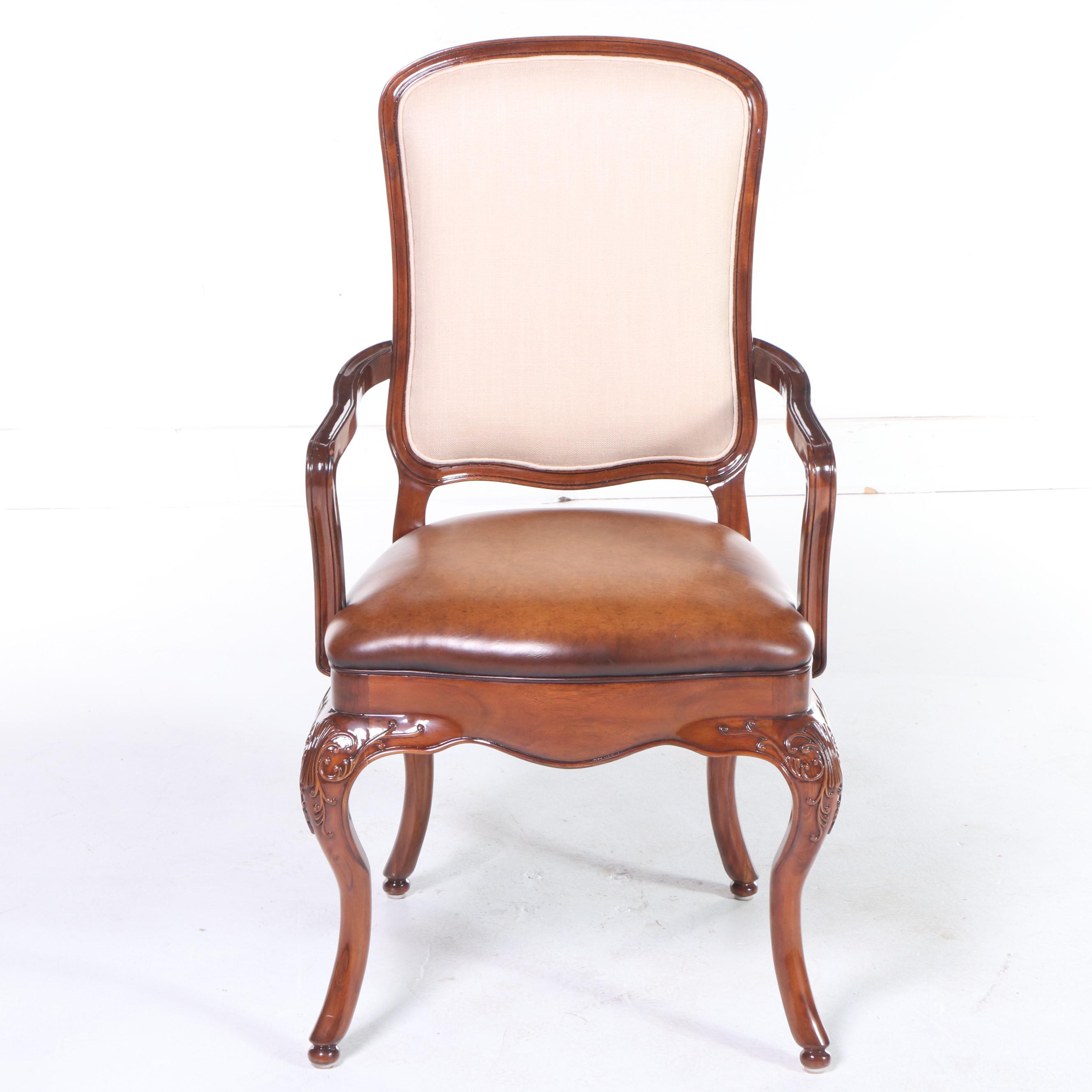 Jonathan Charles "Duchess Collection" Louis XV Style Walnut and Leather