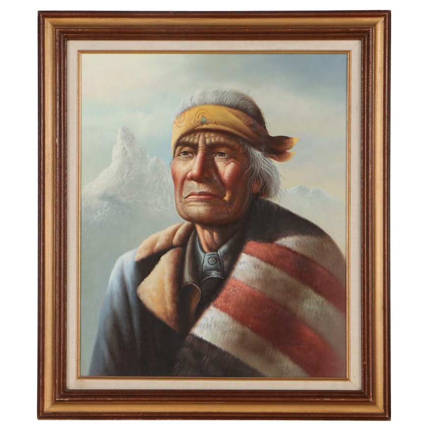 Garcia Portrait Oil Painting of a Native American Man