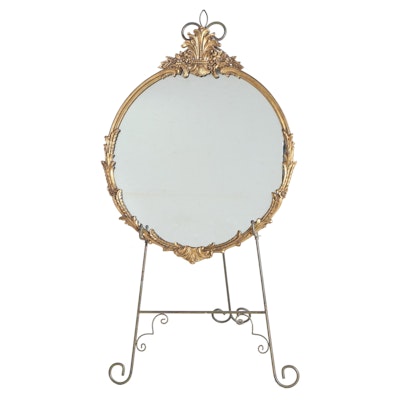 Neoclassical Style Giltwood and Composition Mirror Plus Folding Parlor Easel