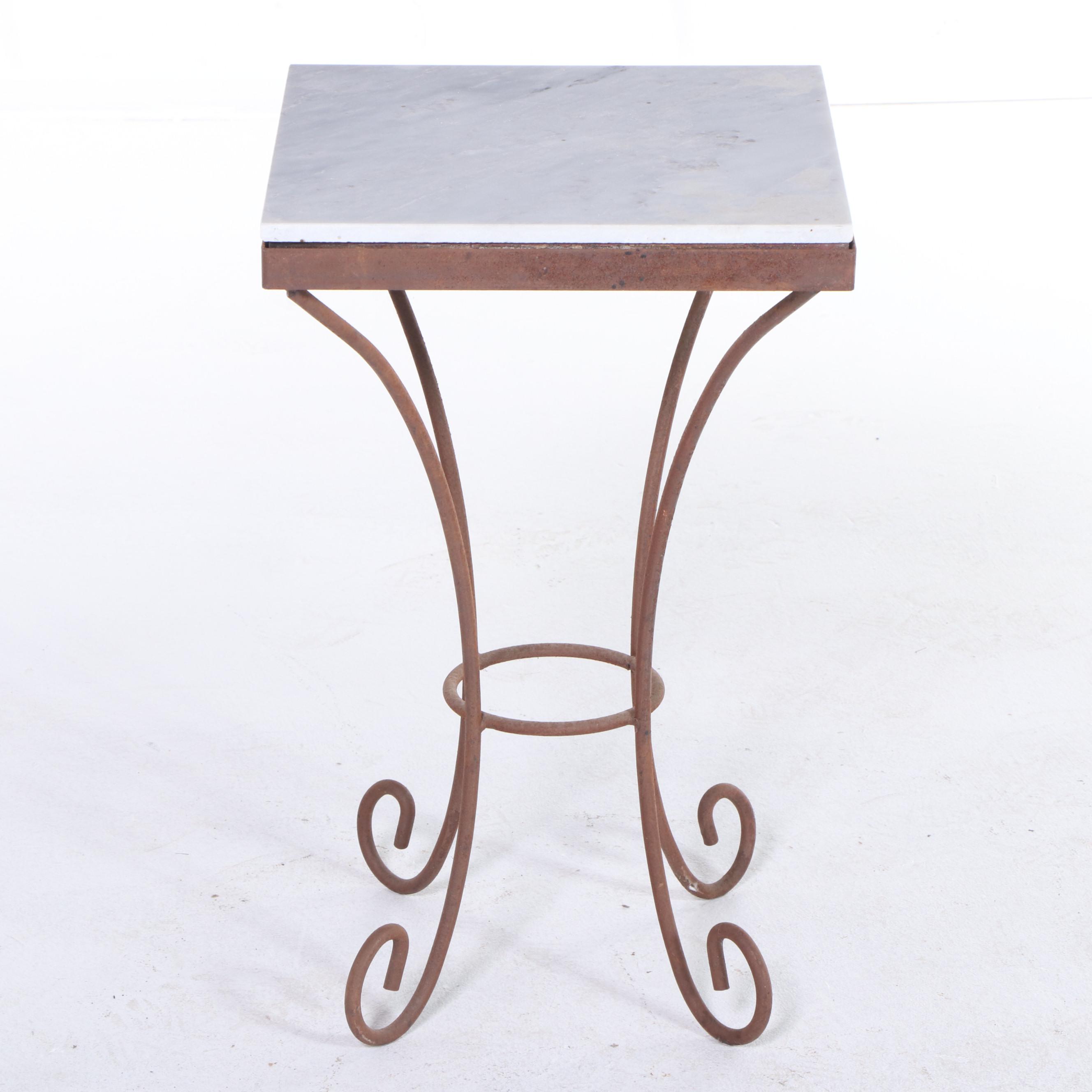 Iron and Tile Top Patio Side Table EBTH