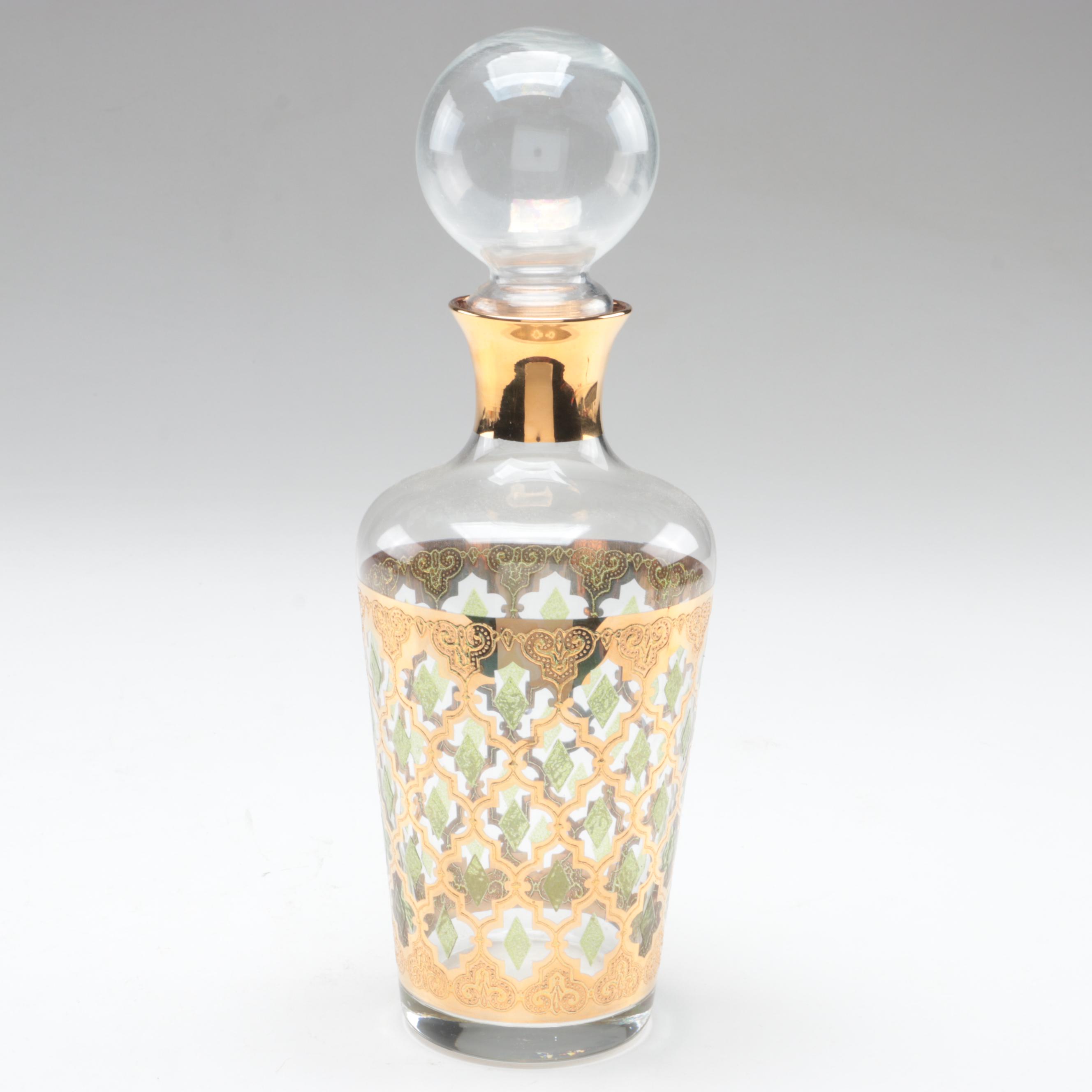 Culver "Valencia" Decanter and Double Old Fashioned Glasses, Mid20th