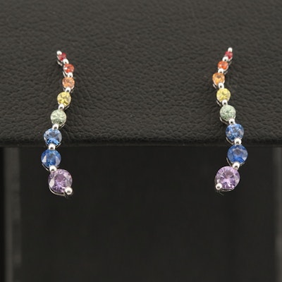 14K Multicolored Sapphire Journey Earrings