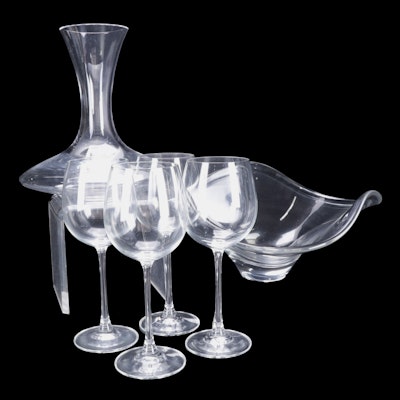 Mikasa "Classic Elegance" Wine Glasses With Other Carafe and Rosenthal Bowl