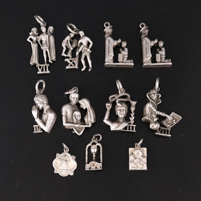 Assortment of Religious Medals Including Sterling