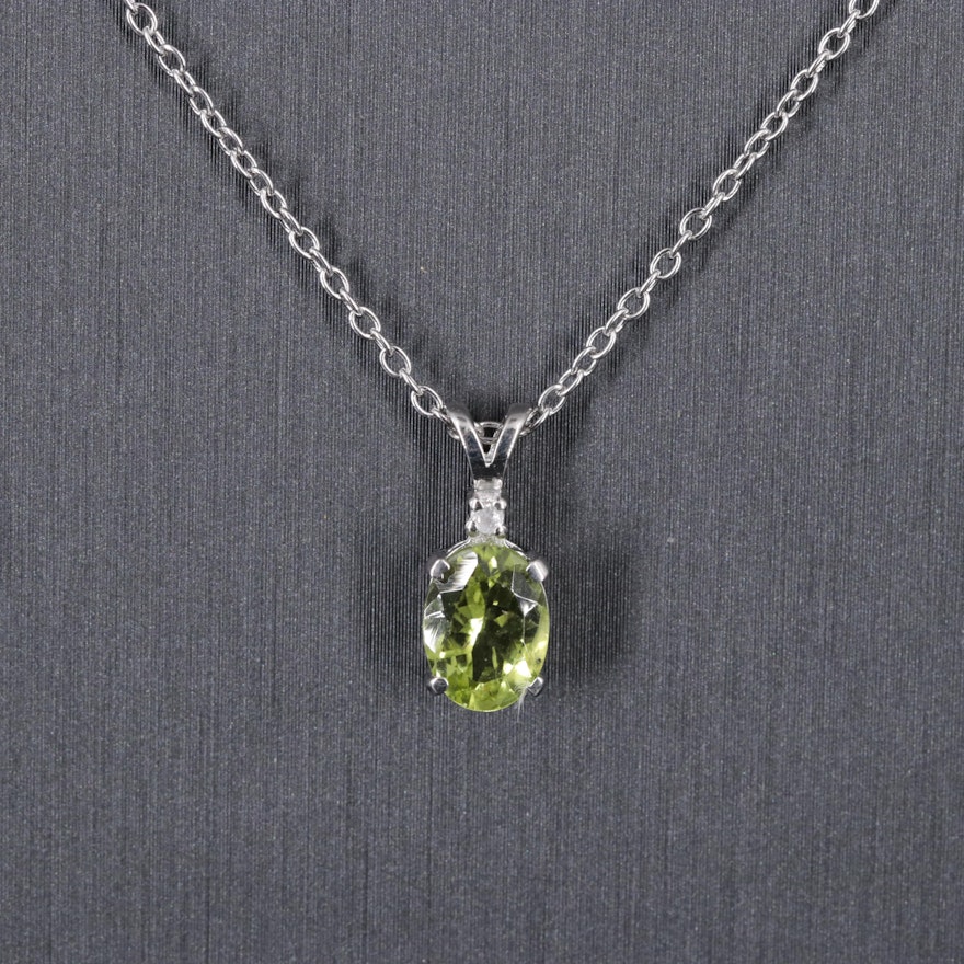Sterling Silver Peridot Pendant Necklace