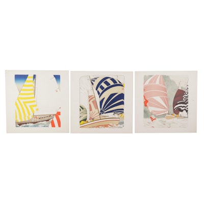 Elizabeth Schippert Yachting Color Lithographs, Late 20th Century