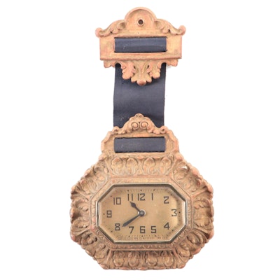 Lux Clock Mfg. Co. Louis XVI Style Gilt Composite Fob Clock, Early 20th C.