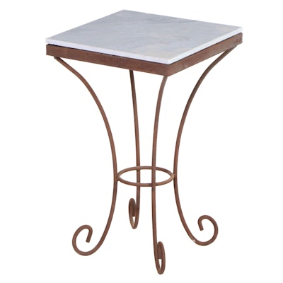 Iron and Tile Top Patio Side Table