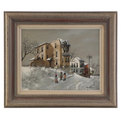 Robert Fabe Winter Scene Oil Painting