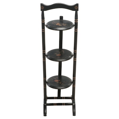 Stenciled Wood Three-Tire Folding Cake Stand