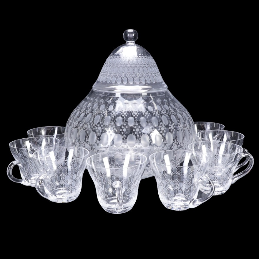 Rosenthal Crystal "Romance" Punch Bowl and Punch Cups