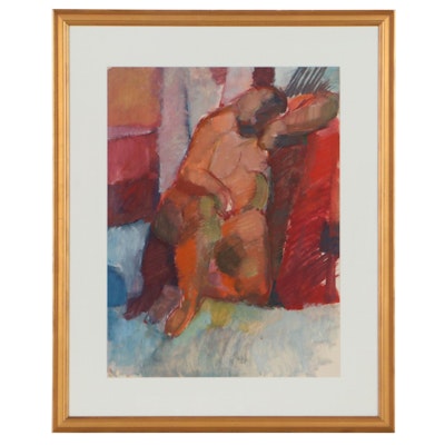 Walter Stomps Abstract Oil Painting of Seated Figure