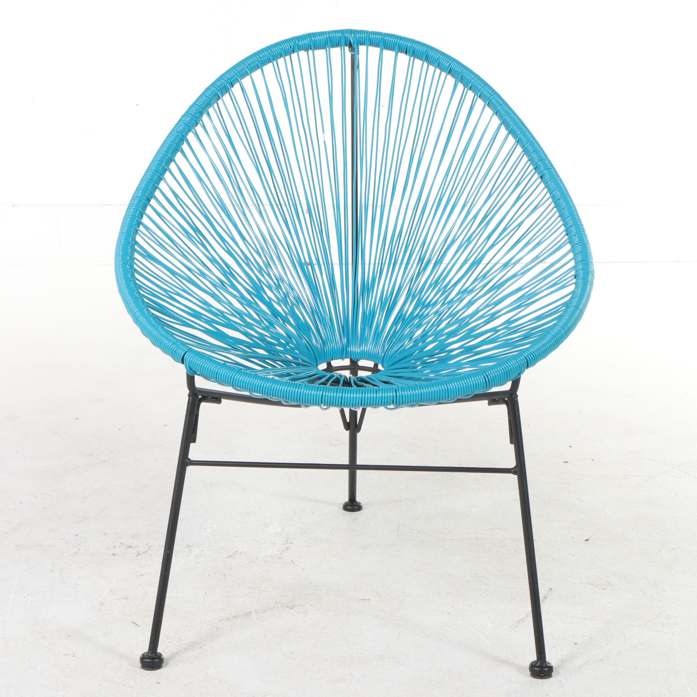 Modernist Style Iron and Vinyl Cord Indoor/Outdoor Lounge Chair EBTH