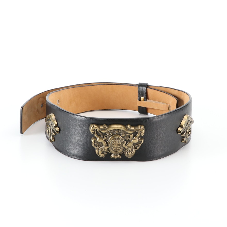W. Kleinberg Leather Belt with Figural Hardware
