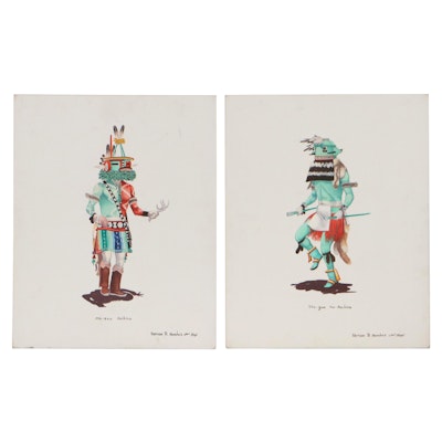Ramson R. Honahnie Hopi Figurative Acrylic Paintings