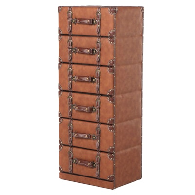 Faux-Leather Six-Drawer Suitcase-Form Chest