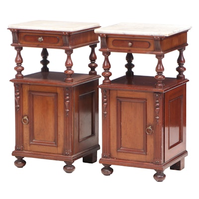 Pair of Victorian Mahogany and Marble Basin Stands