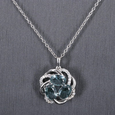 Sterling Topaz and Cubic Zirconia Pendant Necklace