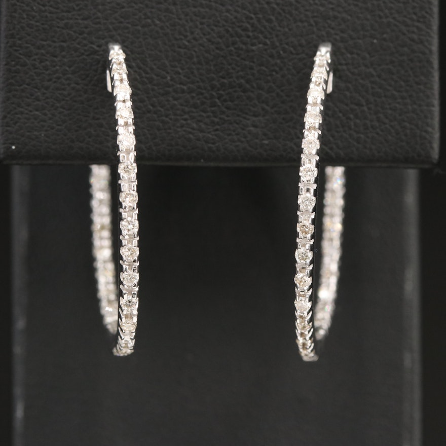 14K 0.72 CTW Diamond Inside-Out Hoop Earrings