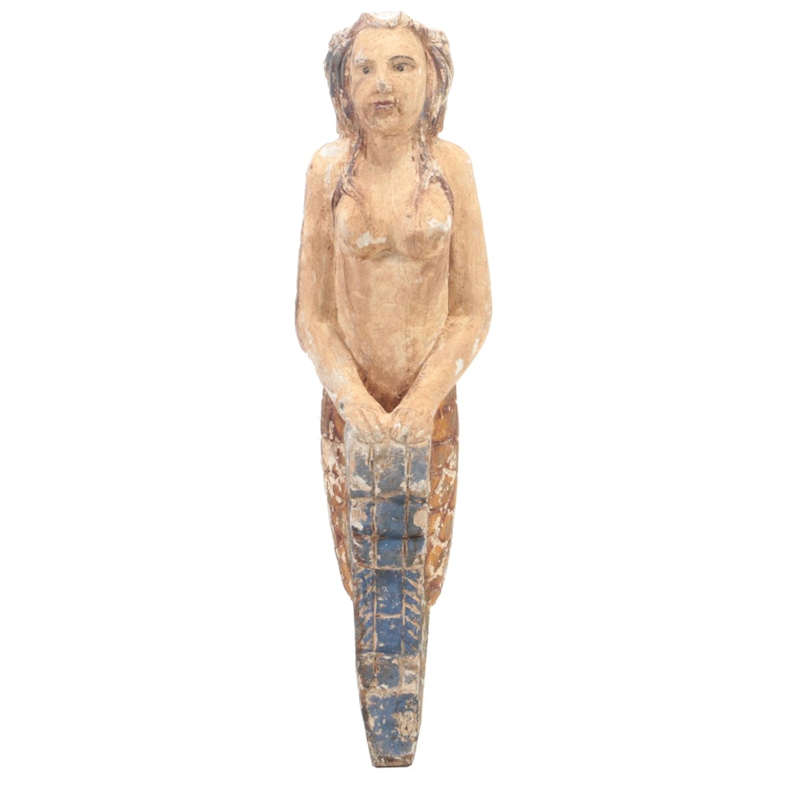 Wooden Figurehead Carving of Mermaid