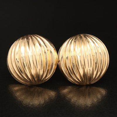 14K Fluted Dome Button Earrings
