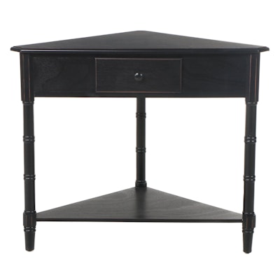 Regency Style Ebonized Two-Tier Corner Table