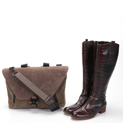 Waterfield Staad Attaché Laptop Messenger Brief and Gabor Embossed Leather Boots
