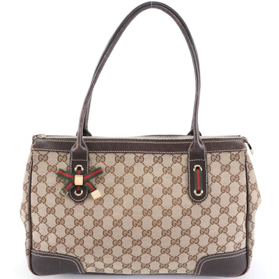 Gucci Princy Shoulder Bag in GG Canvas and Cingiale Leather