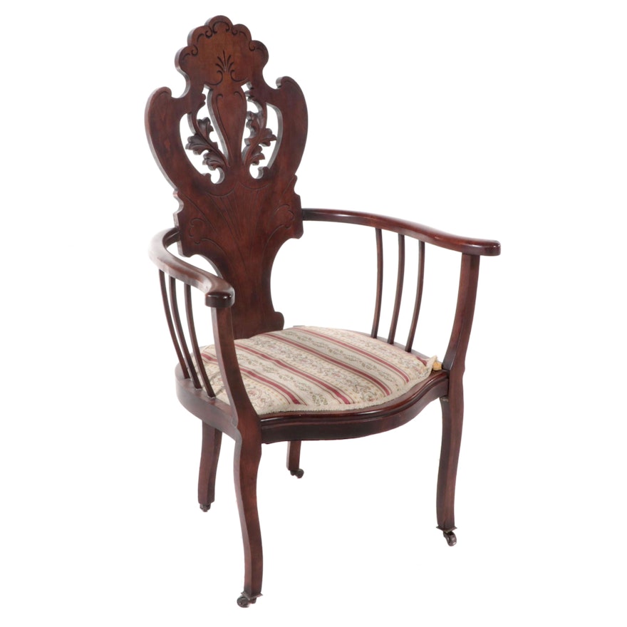 Art Nouveau Birch Parlor Chair, Early 20th Century
