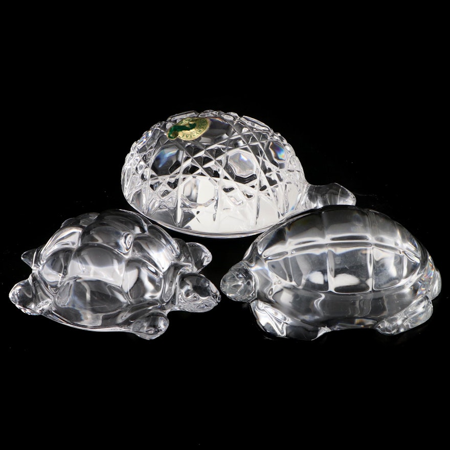 Baccarat and Daum with Waterford Crystal Turtle Figurines