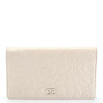 Chanel L Yen Wallet in Camellia Embossed Lambskin Leather with Box