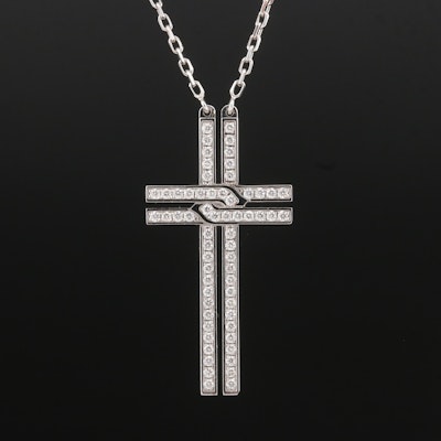 18K 0.31 CTW Diamond Cross Pendant Necklace