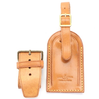 Louis Vuitton Luggage Tag and Poignet Set in Vachetta Leather