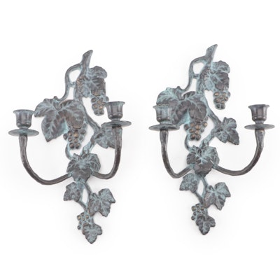 Gatco Patinated Brass Wall Hanging Candle Sconces