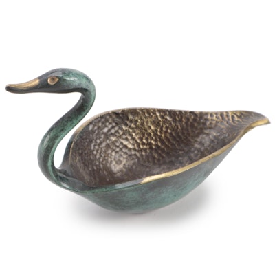 Pal-Bell Co. Israeli Patinated Brass Swan Dish