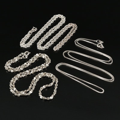 Sterling Necklace Selection with Serpentine and Box Chain