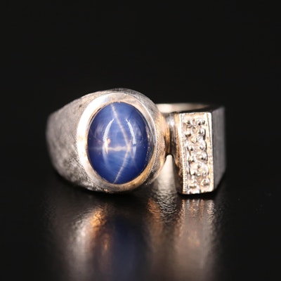 Vintage 10K Star Sapphire and Diamond Ring