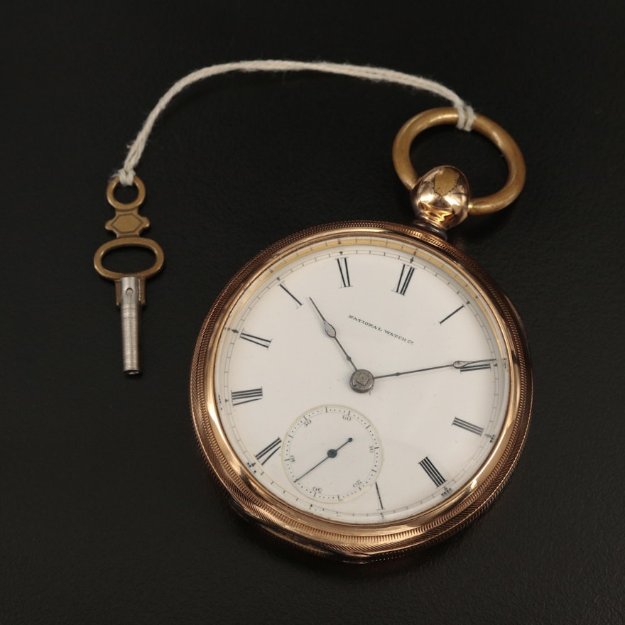 Antique National Watch Co. Key Wind & Set Pocket Watch