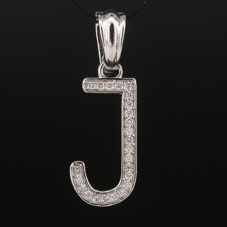 14K 0.20 CTW Diamond "J" Initial Enhancer Pendant