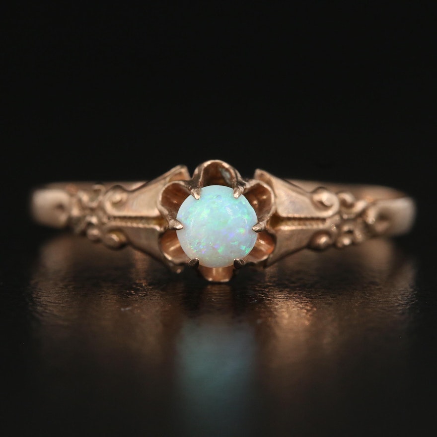 Victorian 9K Opal Buttercup Ring