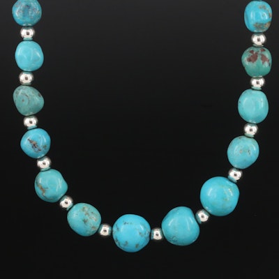 Relios Sterling Graduation Turquoise Bead Necklace